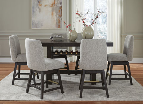 Ashley Dining Counter Set W/ 6 Chairs D158