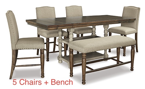 Dining Table Set with 5 Chairs and Bench D118