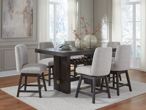 Ashley Dining Counter Set W/ 6 Chairs D158