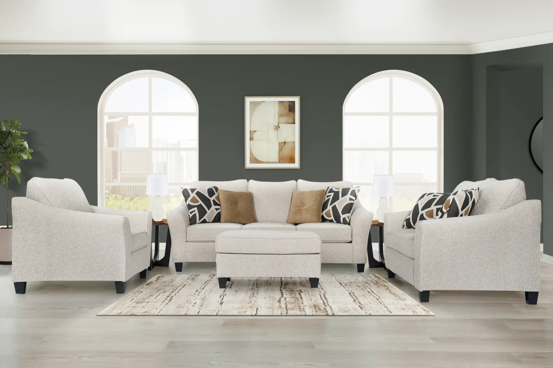 S1485 طقم كنب آشلي ٣ قطع (١ كنبة ثلاثية + ١ كنبة ثنائية + ١ كرسي)