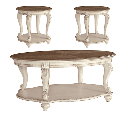 [T743] طقم طاولات شاي آشلي 1  طاولة شاي و 2  طاولة جانبية T178