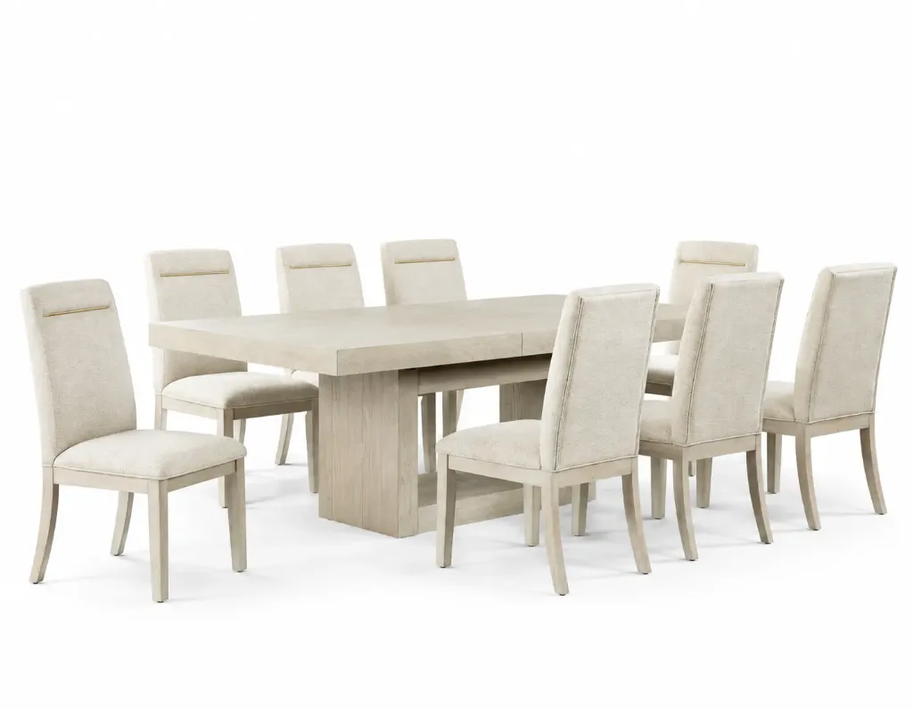 طقم طاولة طعام 8 كراسي ستيف سلفر (لون ساند) D228