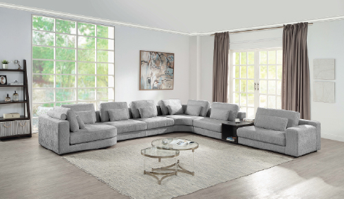 [L1203 Ash] طقم زاوية يسار 6  قطع مع كونسول نوفوهاوس لون آش S1511