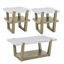 طقم طاولات شاي ستيف سيلفر ( 1 طاولة كوكتيل و 2 طاولة جانبية )  T409