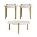 طقم طاولات كوكتيل ستيف سيلفر (1 طاولة كوكتيل + 2 طاولة جانبيه)  T399