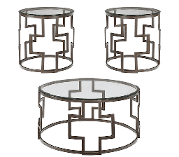 [T138-13] Ashley Frostine Occasional Table Set