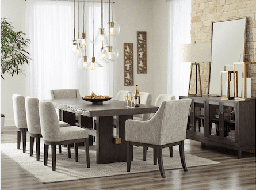 [D984] Ashley Dining Table Set with 8 Chairs D158