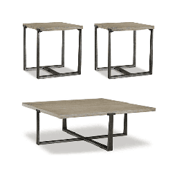 [T965] Ashley Table Set 1 Square Cocktail Table and 2 End Table T355