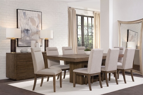 Dining Table Steve Silver 8 chairs (Brown) D190
